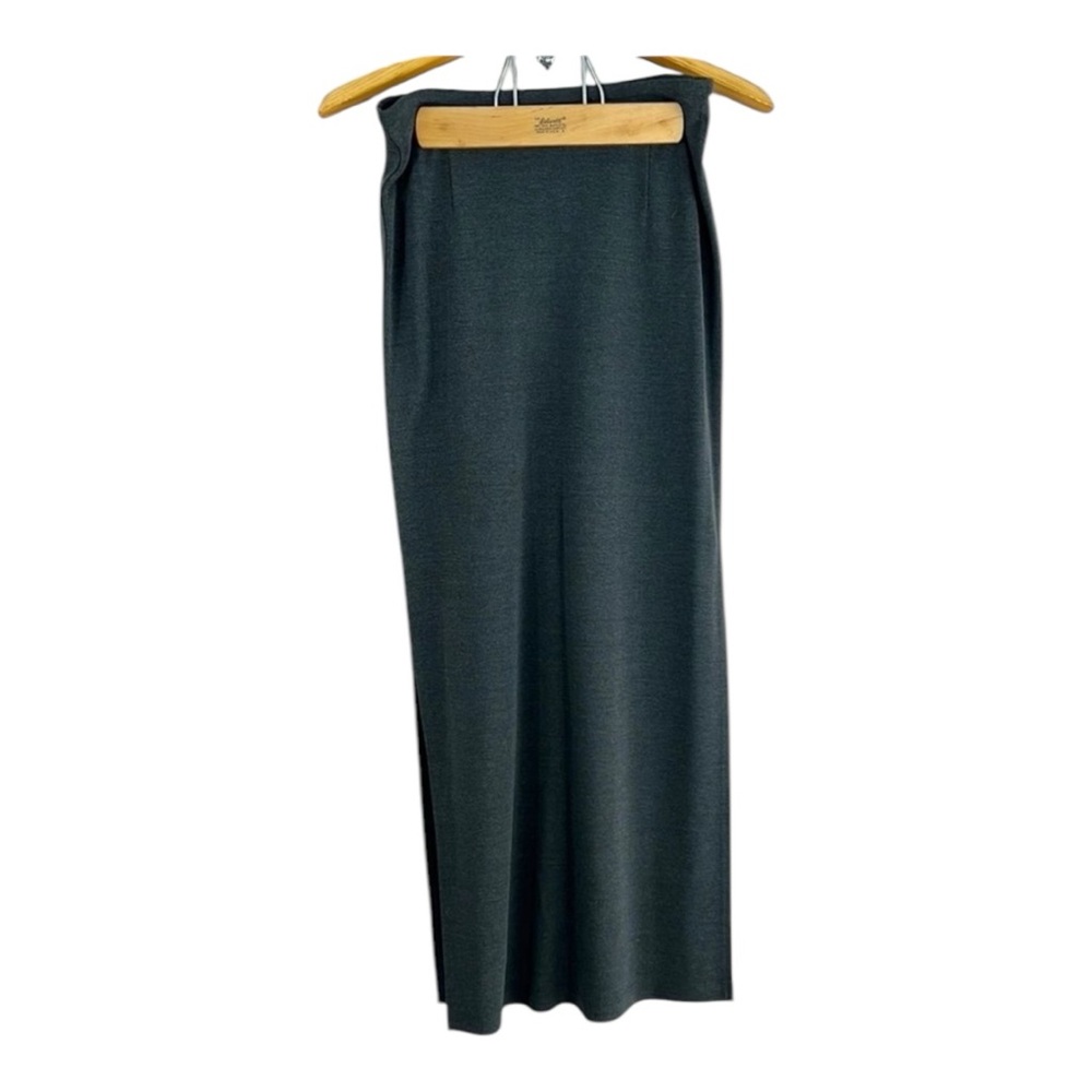 VINTAGE Gianni Maxi Gray Stretchy Pull On Skirt Side Slits Size 4